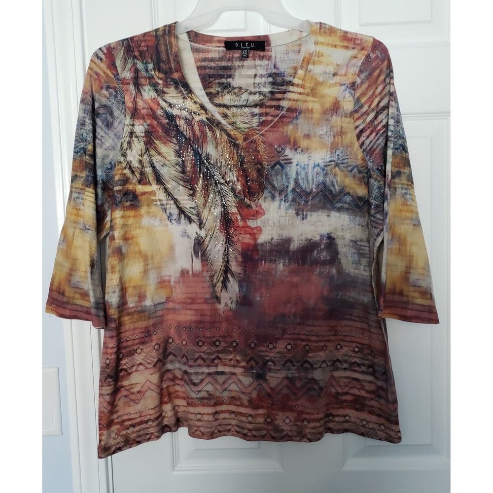 B.L.U.E Womans Plus‎ Shirt Size 2X Short Sleeve